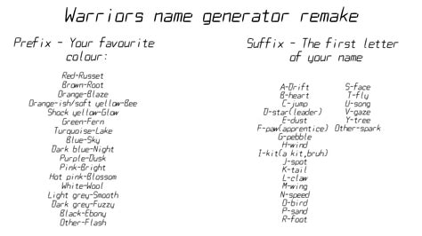 warrior suffixes